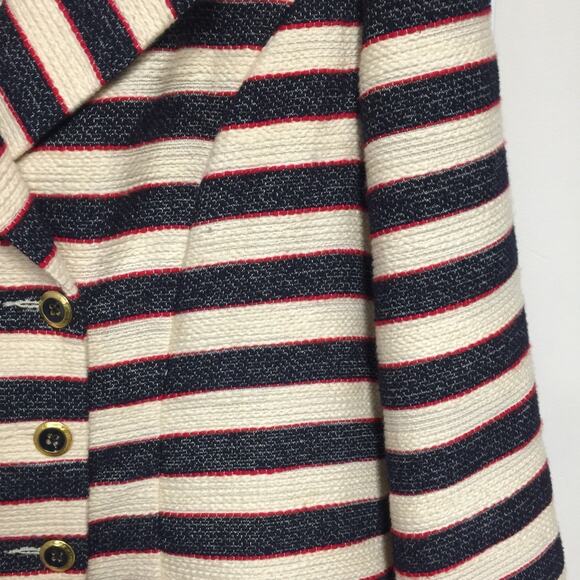 CAbi Nautical Striped Double-Breasted Unlined Jacket w/Buttoned Cuffs, Sz 14 - Picture 3 of 6